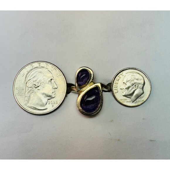 Estate Sterling Silver 925 Pear Shape Amethyst Ring Size 8, Unique Design, 6.43g - Picture 8 of 9